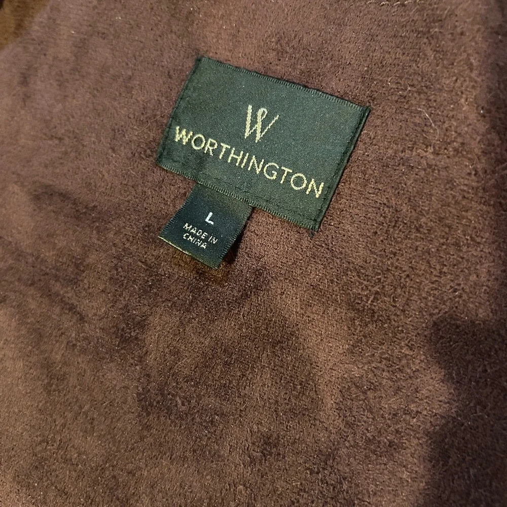 Worthington Plumb Faux Leather Zipper Jacket Size Large - Picture 8 of 9